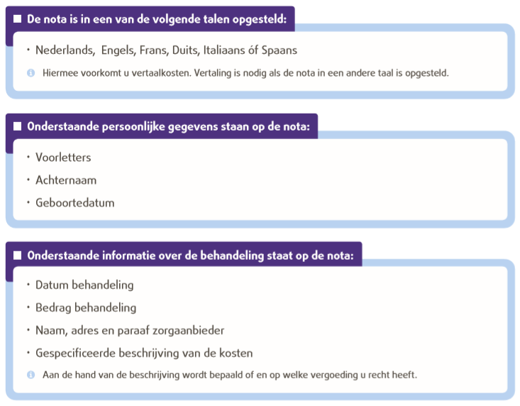 Checklist buitenland Zorgnota buitenland
